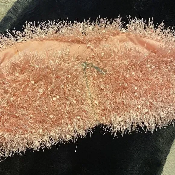 Fashion Nova faux fur fringe tube top. Size medium. - Picture 4 of 6